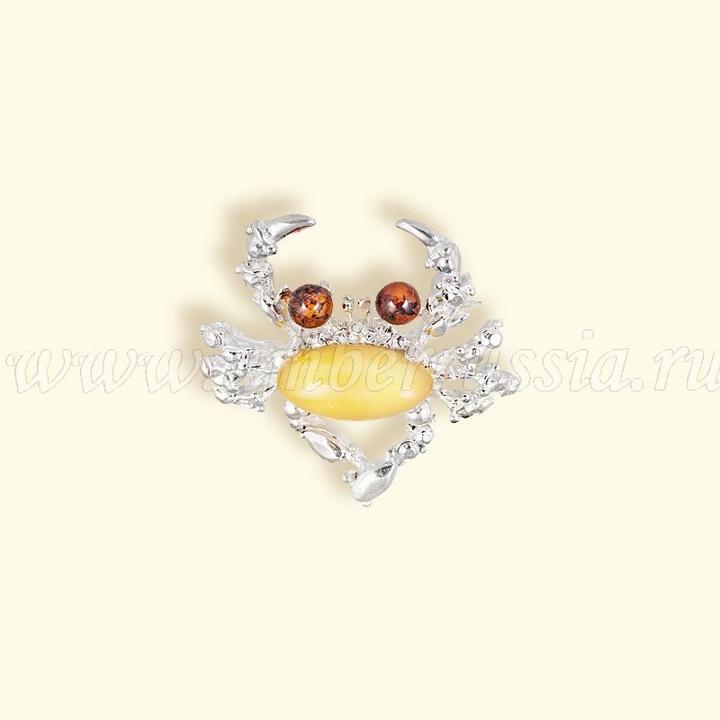 Брошь Посеребрение, янтарь