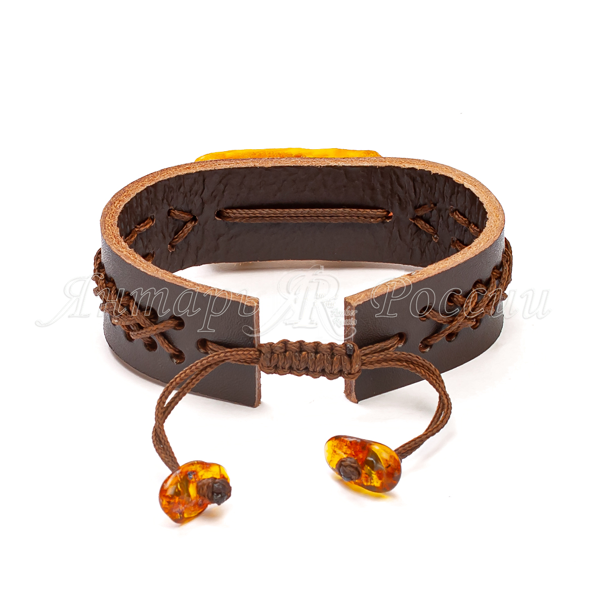 Браслет кожа  Янтарь Браслет кожа  Янтарь