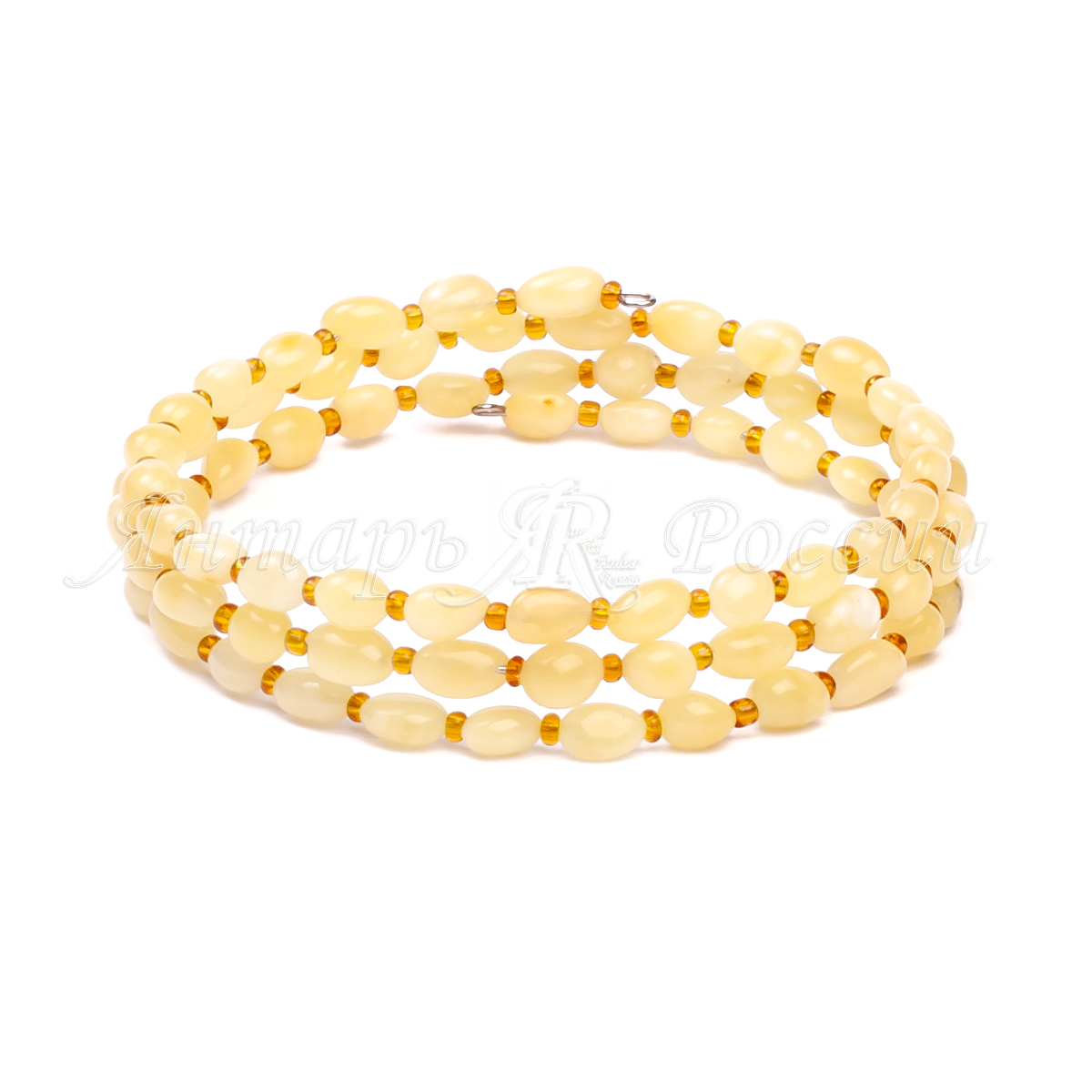 Браслет на струне из янтаря