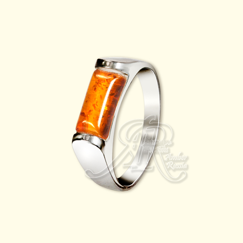 Кольцо Посеребрение, янтарь
